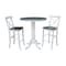 International Concepts Round 36 in Rd Pedestal Bar Ht Table, 2 X-Back Bar Ht Stools, White/Heather Gray, 36 in W, 36 in L K05-36RT-6B-S6133-2 - alternate 1